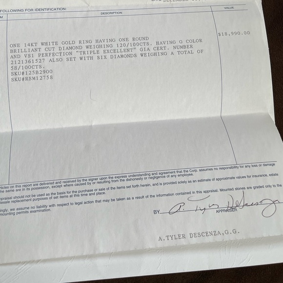 Wedding band set. Engagement ring and two diamond bands. Appraised at over $22k - Picture 12 of 12